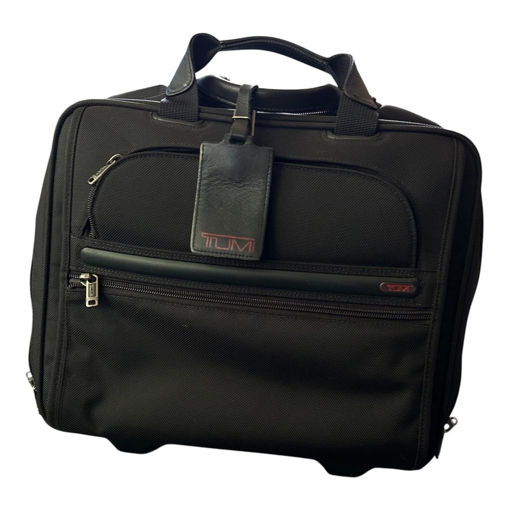 TUMI Alpha Wheeled Compact Computer Brief Black Ballistic Nylon Rolling 26102